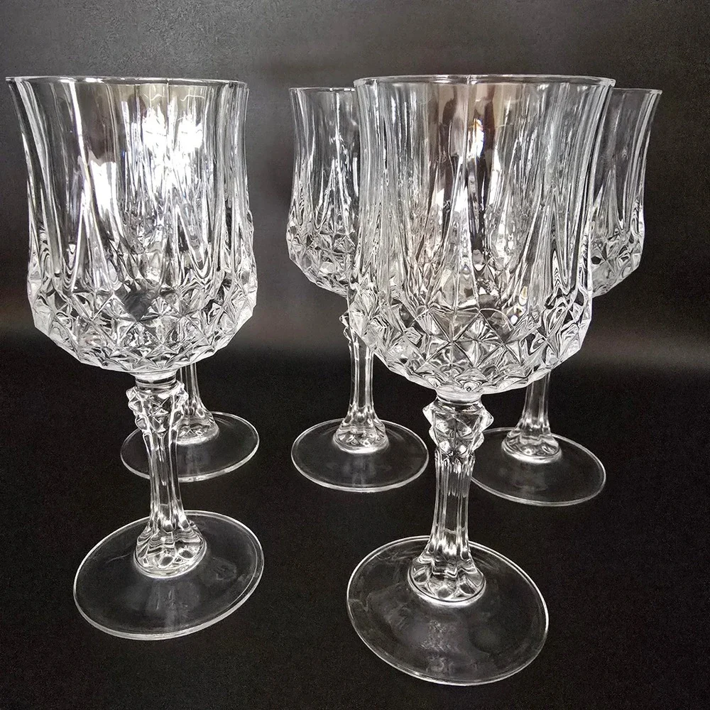Elegant‎ Set of 5 Crystal D'Arques Cut Wine Glasses Stemware Clear Glassware